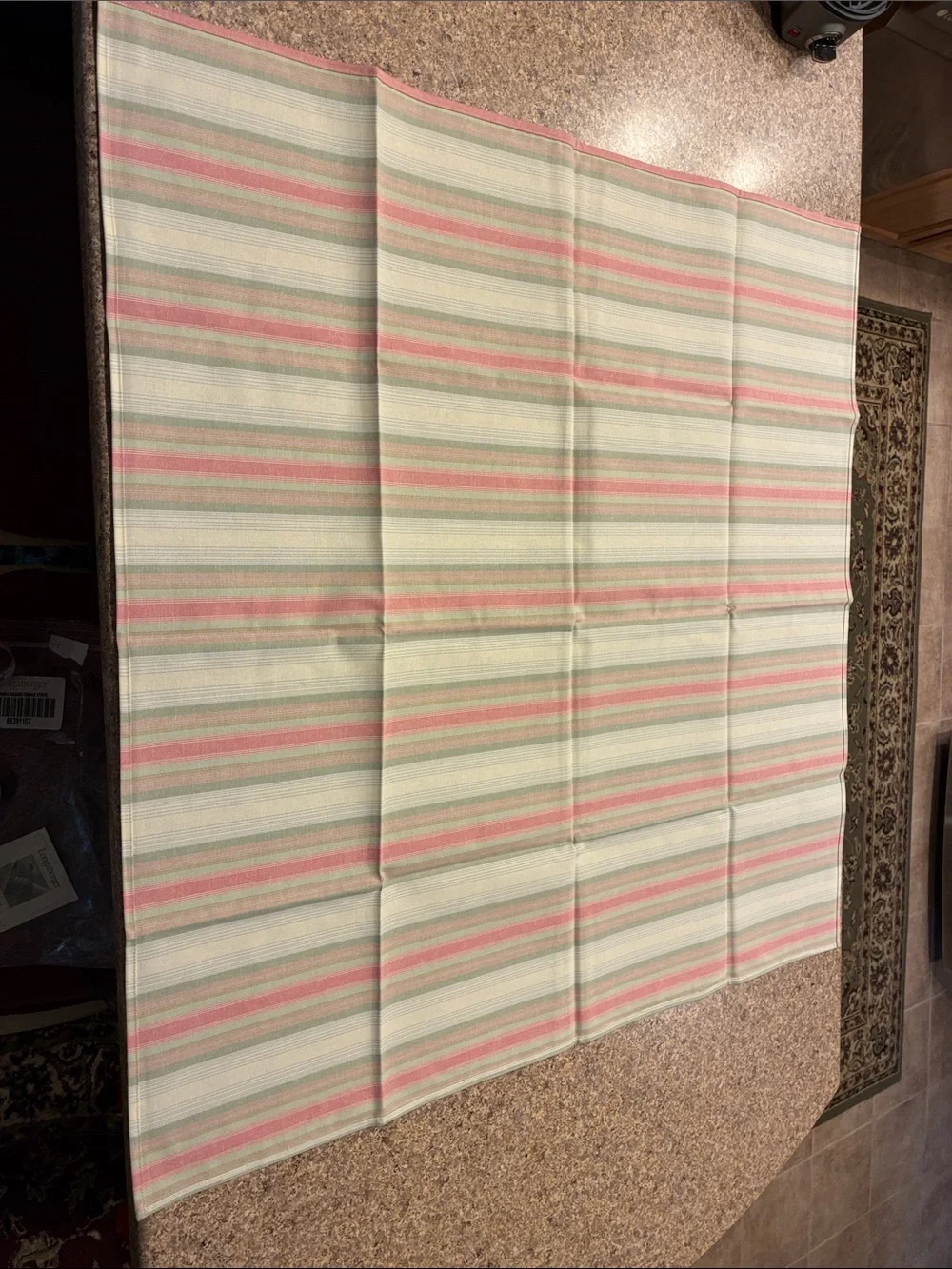 Longaberger 36” Cabana Stripe Fabric Square SMELLS MUSTY